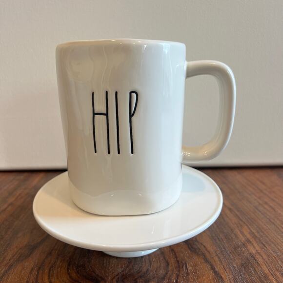 Rae Dunn Magenta 16oz Ceramic Spring Mug Double‎ sided "Hip Hop" Cream and Pink - Picture 2 of 4